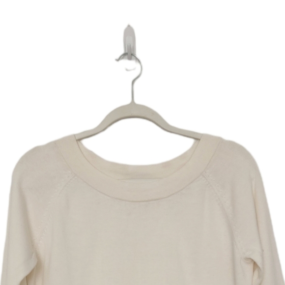 J. Jill Womens Crop Boat Neck Boxy Fit Pullover Sweater in Cream. - Picture 4 of 7